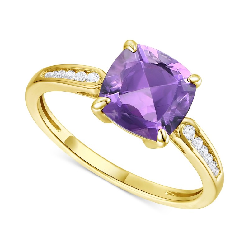 White Sapphire (1/10 ct) Cushion Ring in 14k Gold-Plated Sterling Silver