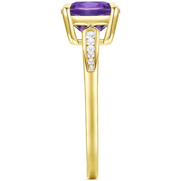 White Sapphire (1/10 ct) Cushion Ring in 14k Gold-Plated Sterling Silver