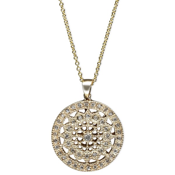 Diamond Disc Pendant Necklace (1/4 ct) in 14k White, Rose, or Yellow Gold