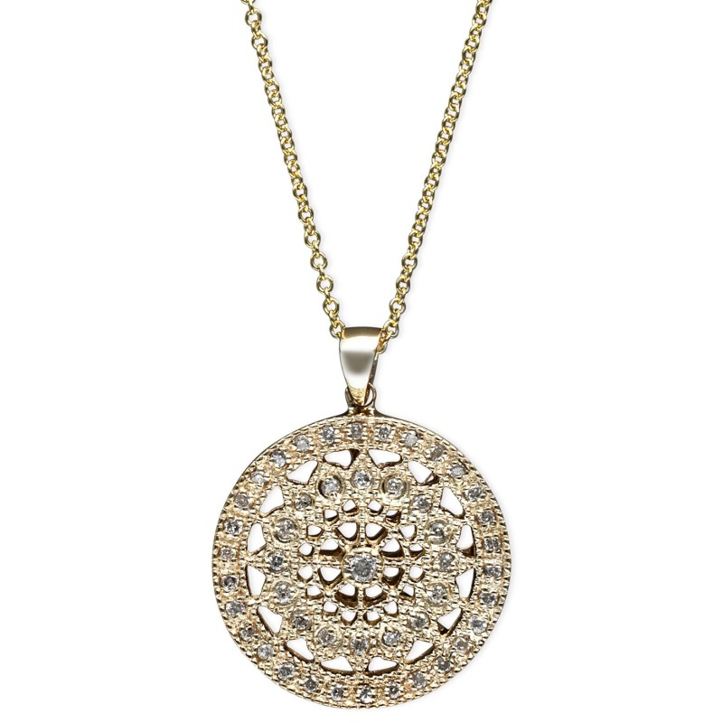 Diamond Disc Pendant Necklace (1/4 ct) in 14k White, Rose, or Yellow Gold