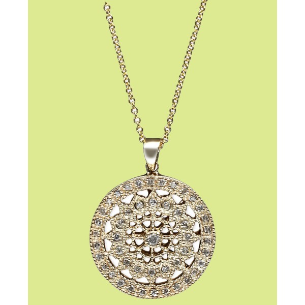 Diamond Disc Pendant Necklace (1/4 ct) in 14k White, Rose, or Yellow Gold