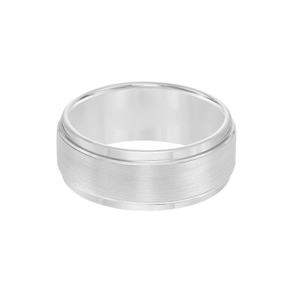 Men's White Tungsten Carbide Ring, Comfort Fit Wedding Band (9mm)