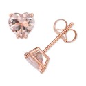 Morganite Heart Stud Earrings (1-1/5 ct tw.) in 14k Rose Gold