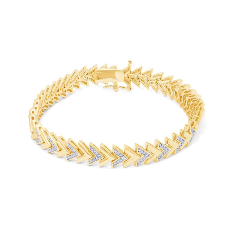 Diamond Accent Chevron Gold Plate Bracelet