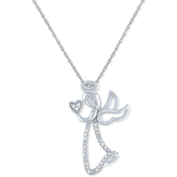 Diamond Angel Pendant Necklace (1/10 ct) in Sterling Silver