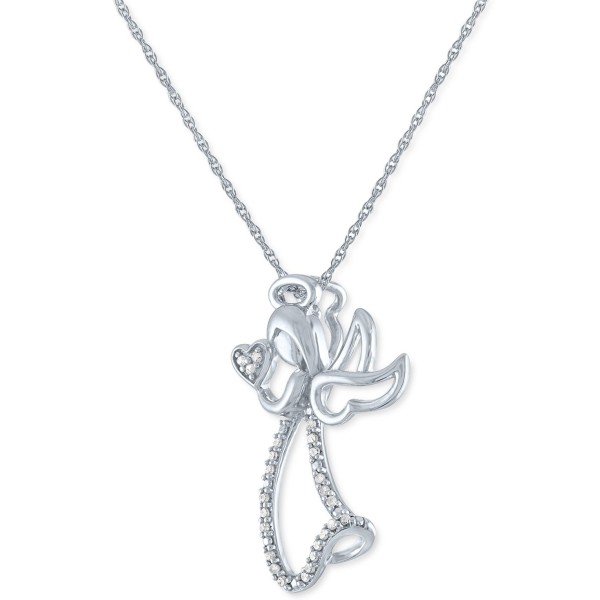 Diamond Angel Pendant Necklace (1/10 ct) in Sterling Silver