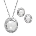 Diamond Accent Pendant Necklace and Earrings Set in Sterling Silver