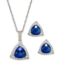Blue Sapphire (3 ct) and White Sapphire (1/3 ct) Pendant Necklace Blue Sapphire (3 ct) and White Sapphire (1/3 ct) Pendant Necklace