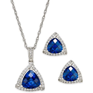 Blue Sapphire (3 ct) and White Sapphire (1/3 ct) Pendant Necklace Blue Sapphire (3 ct) and White Sapphire (1/3 ct) Pendant Necklace