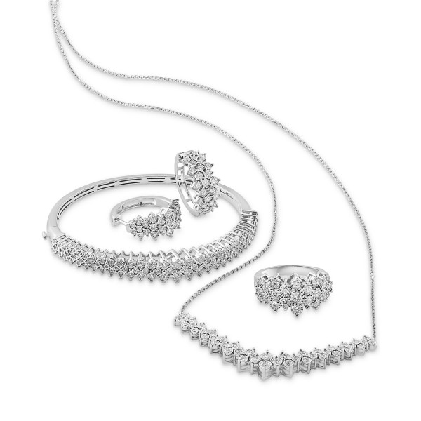 Diamond Cluster Ring, Bracelet, Earring & Necklace Collection