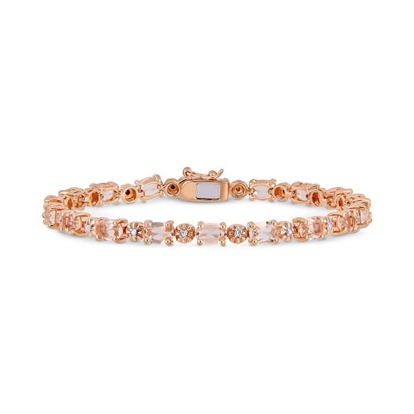 Diamond Accent Link Bracelet in 18k Rose Gold-Plated Sterling Silver