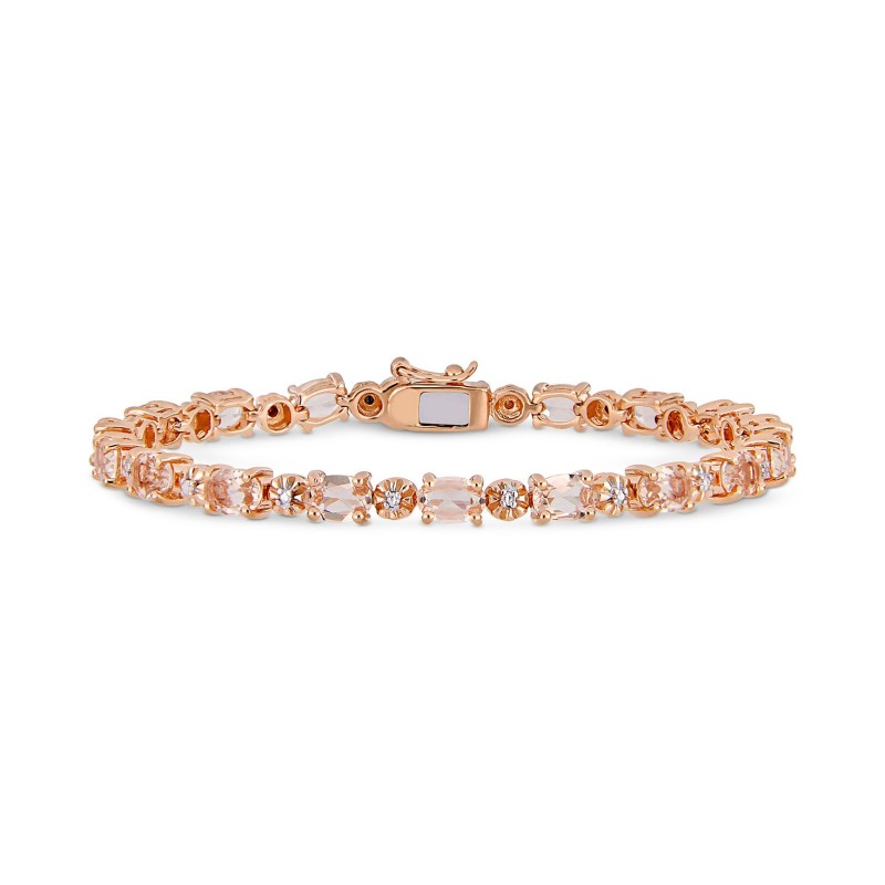 Diamond Accent Link Bracelet in 18k Rose Gold-Plated Sterling Silver