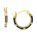Cubic Zirconia & Enamel Small Hoop Earrings, 0.55