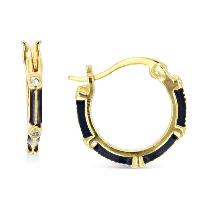 Cubic Zirconia & Enamel Small Hoop Earrings, 0.55