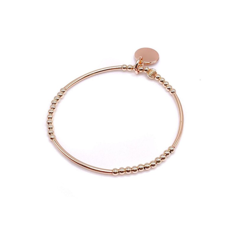 Non-Tarnishing Gold filled, 3mm Gold Ball and Gold Tube Stretch Bracelet