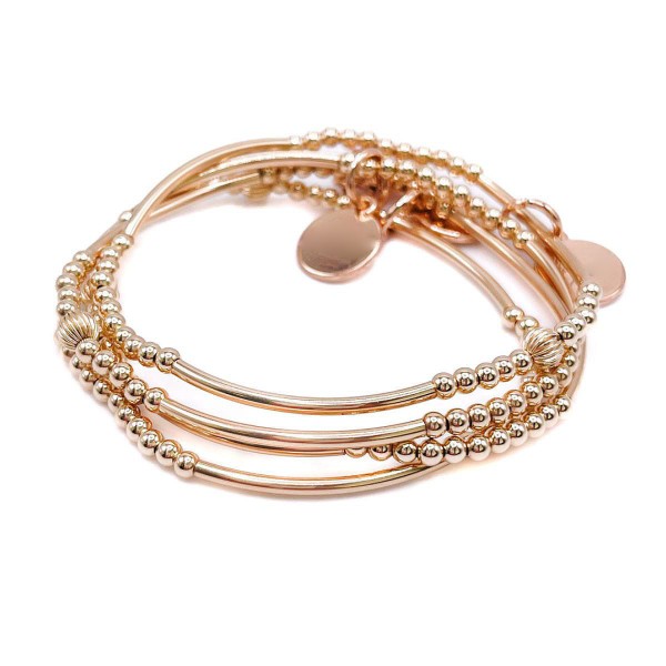 Non-Tarnishing Gold filled, 3mm Gold Ball and Gold Tube Stretch Bracelet