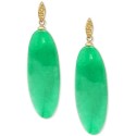 Dyed Green Jade Oval Drop Earrings in 14k Gold-Plated Sterling Silver