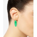 Dyed Green Jade Oval Drop Earrings in 14k Gold-Plated Sterling Silver