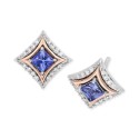 Diamond (1/10 ct) Stud Earrings in Sterling Silver & 10k Rose Gold