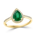 Emerald (7/8 ct) & Diamond (1/6 ct) Ring in 14k Gold