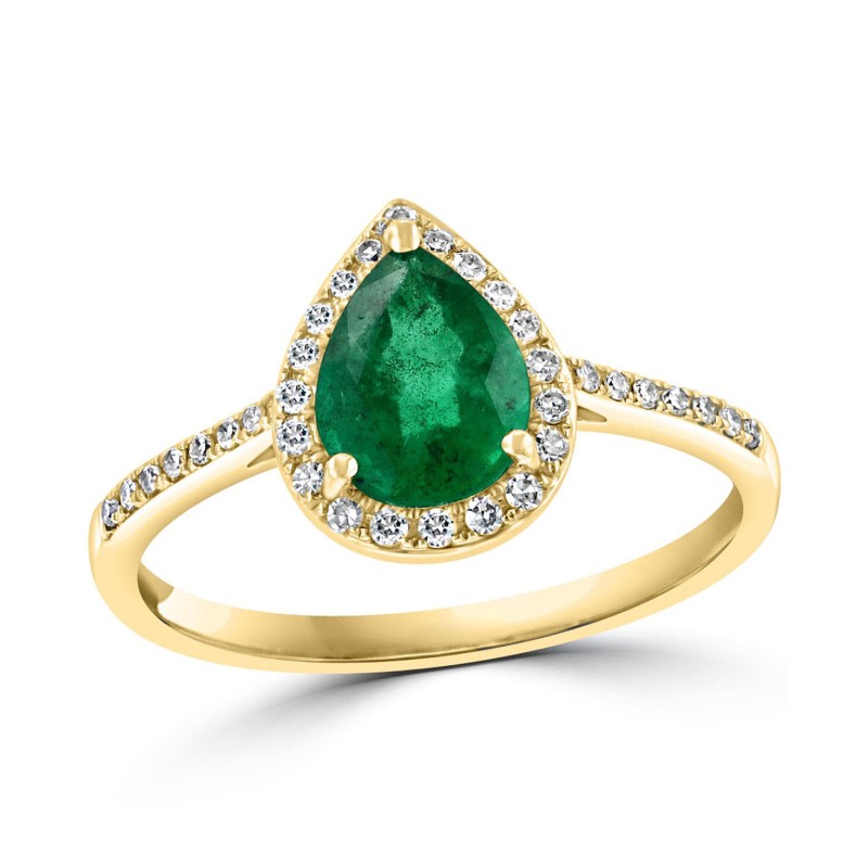 Emerald (7/8 ct) & Diamond (1/6 ct) Ring in 14k Gold