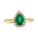 Emerald (7/8 ct) & Diamond (1/6 ct) Ring in 14k Gold