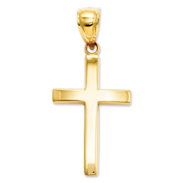 14k Gold Charm, Polished Cross Charm 14k Gold Charm, Polished Cross Charm