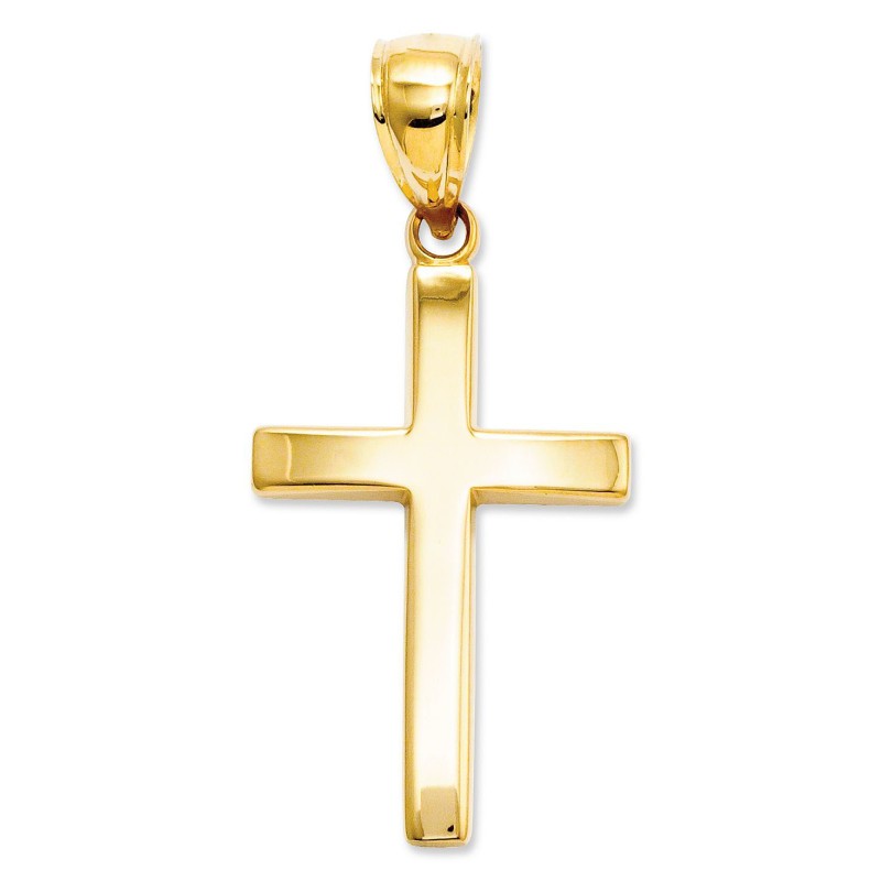 14k Gold Charm, Polished Cross Charm