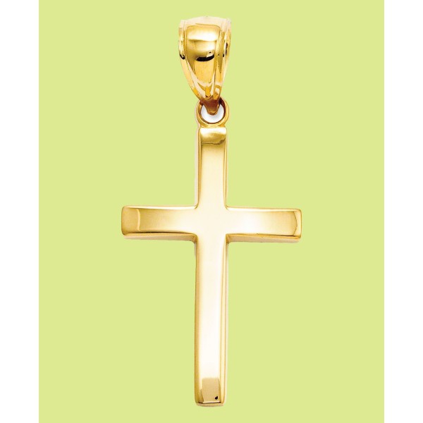 14k Gold Charm, Polished Cross Charm