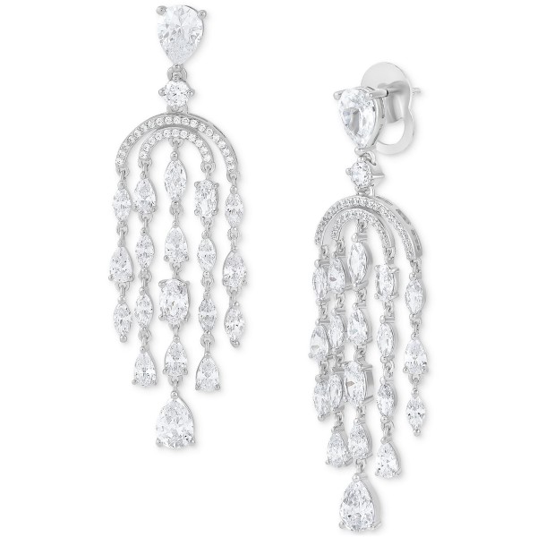Cubic Zirconia Chandelier Drop Earrings in Sterling Silver