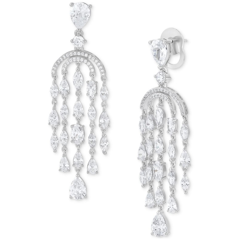 Cubic Zirconia Chandelier Drop Earrings in Sterling Silver