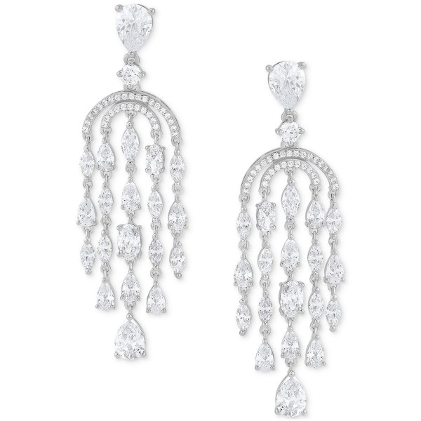 Cubic Zirconia Chandelier Drop Earrings in Sterling Silver