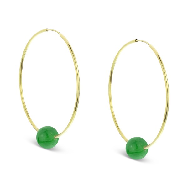Jade Medium Hoop Earrings in 14k Gold, 1.57