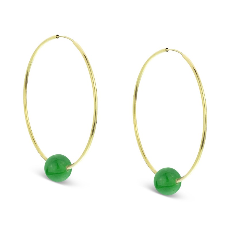 Jade Medium Hoop Earrings in 14k Gold, 1.57