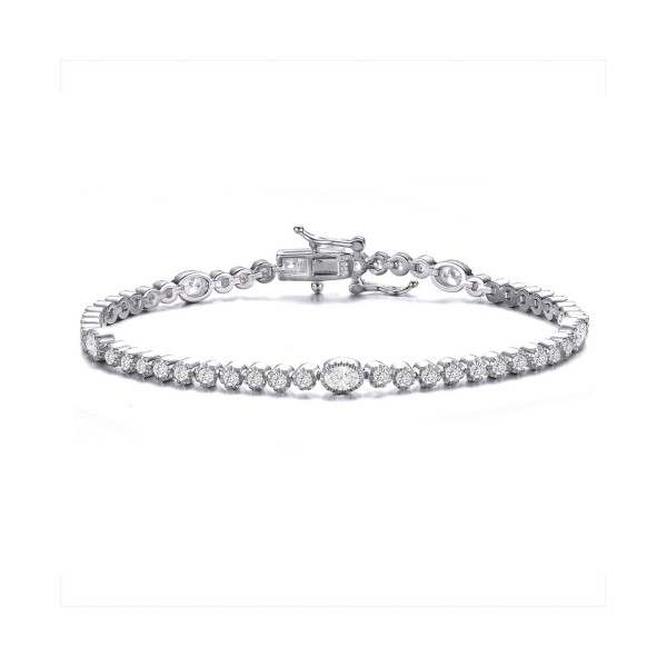 Oval Cubic Zirconia Bezel Set Tennis Bracelet