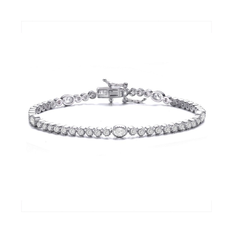 Oval Cubic Zirconia Bezel Set Tennis Bracelet