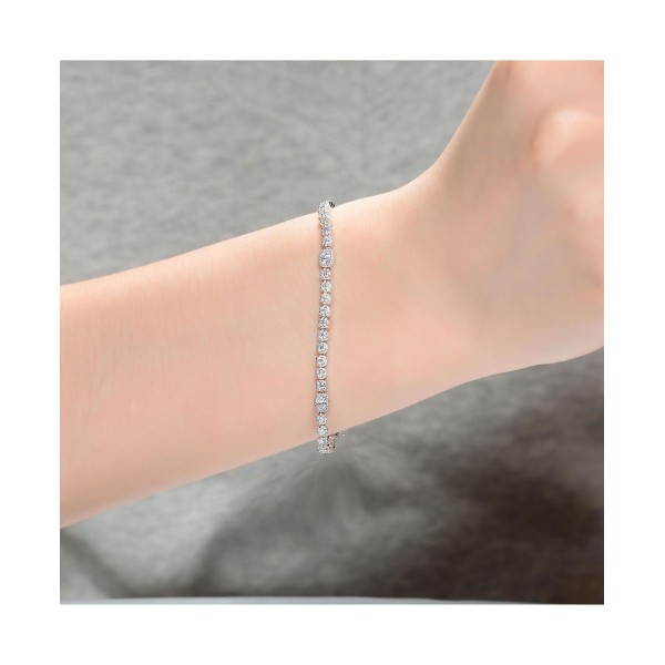 Oval Cubic Zirconia Bezel Set Tennis Bracelet