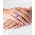 Purple Cubic Zirconia & Opal Inlay Ring in Sterling Silver