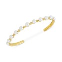White Sapphire (5/8 ct) Cuff Bangle Bracelet in 14k Gold-Plated Sterling Silver