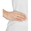 White Sapphire (5/8 ct) Cuff Bangle Bracelet in 14k Gold-Plated Sterling Silver