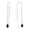 Clear Crystal Pull Through Chain Earrings in Sterling Silver