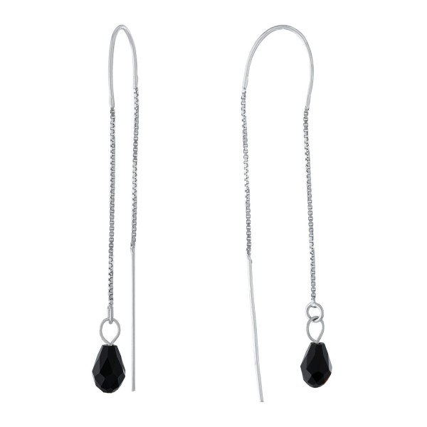 Clear Crystal Pull Through Chain Earrings in Sterling Silver