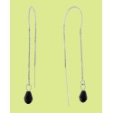 Clear Crystal Pull Through Chain Earrings in Sterling Silver