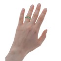 Emerald and White Sapphire Band Ring in 14K Gold Over Sterling Silver