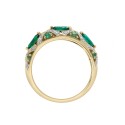 Emerald and White Sapphire Band Ring in 14K Gold Over Sterling Silver