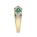 Emerald and White Sapphire Band Ring in 14K Gold Over Sterling Silver