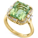 Green Quartz (5-1/3 ct) & Diamond (1/3 ct) Halo Ring in 14k Gold