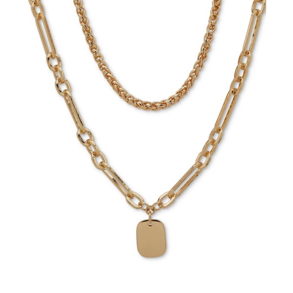 Tag Layered Pendant Necklace, 16