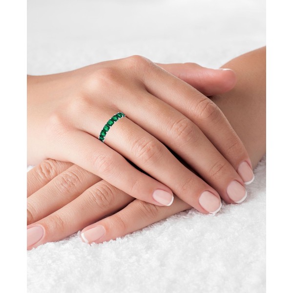 Zirconia Eternity Band in Rhodium Plated Sterling Silver