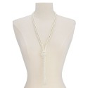 Imitation Pearl Knotted Lariat Necklace, 28